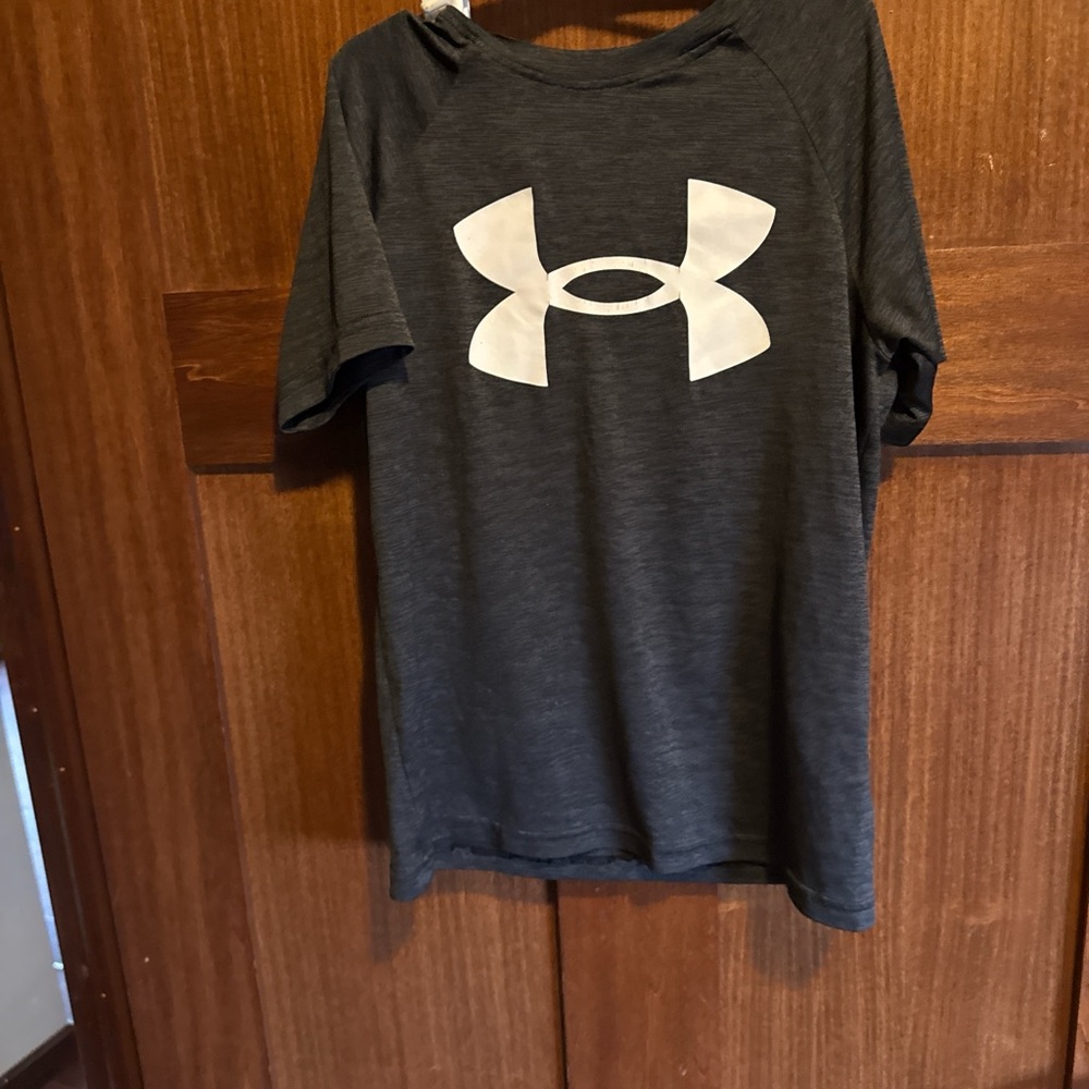 Under Armour Kids Dark Gray Tee with White Logo